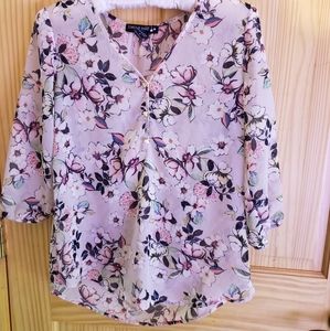 Living Doll Lightweight Sheer Floral Blouse